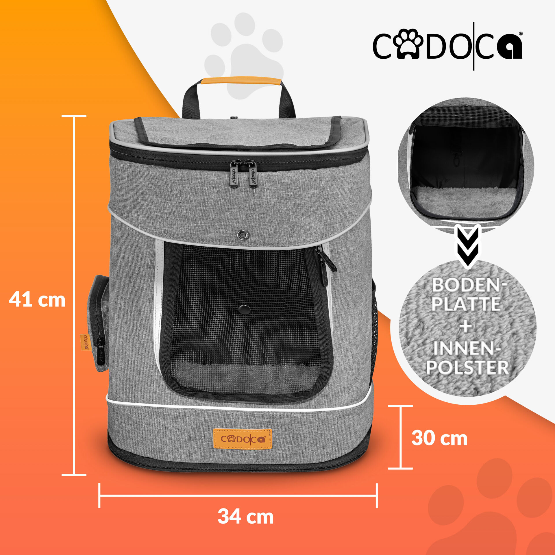 Katzenrucksack Grau 41x30x34cm