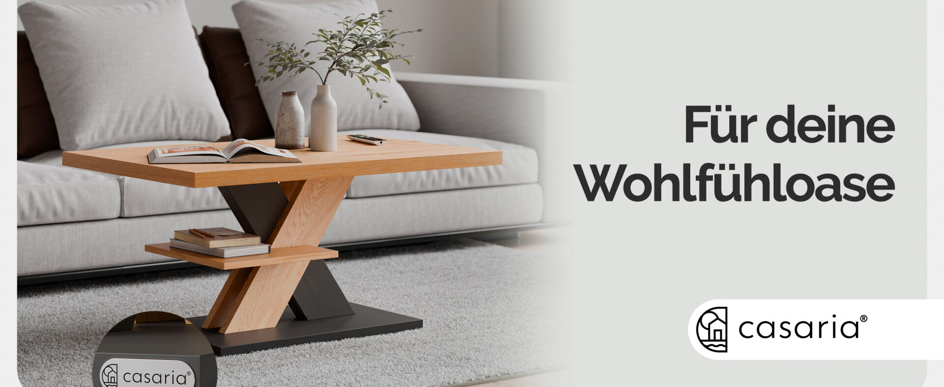 Couchtisch Detroit Holz/Grau 90x60x45cm