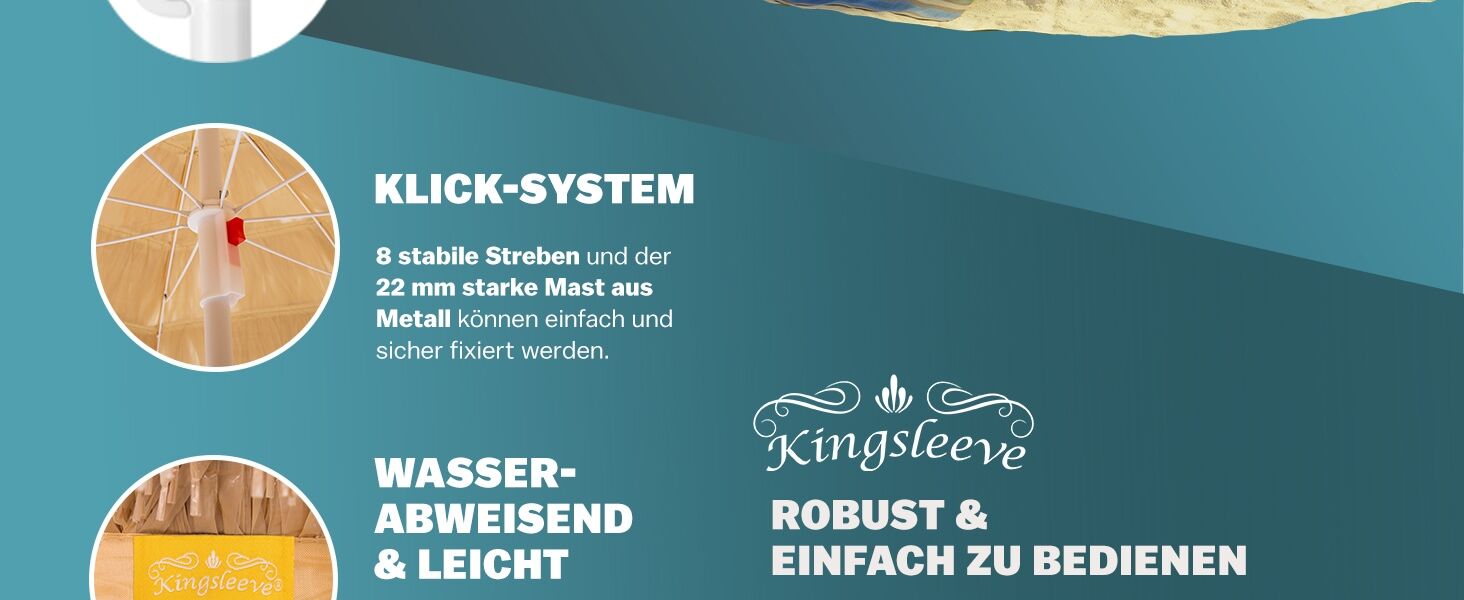 Sonnenschirm Hawaii Natur Ø160cm UV-Schutz 30+