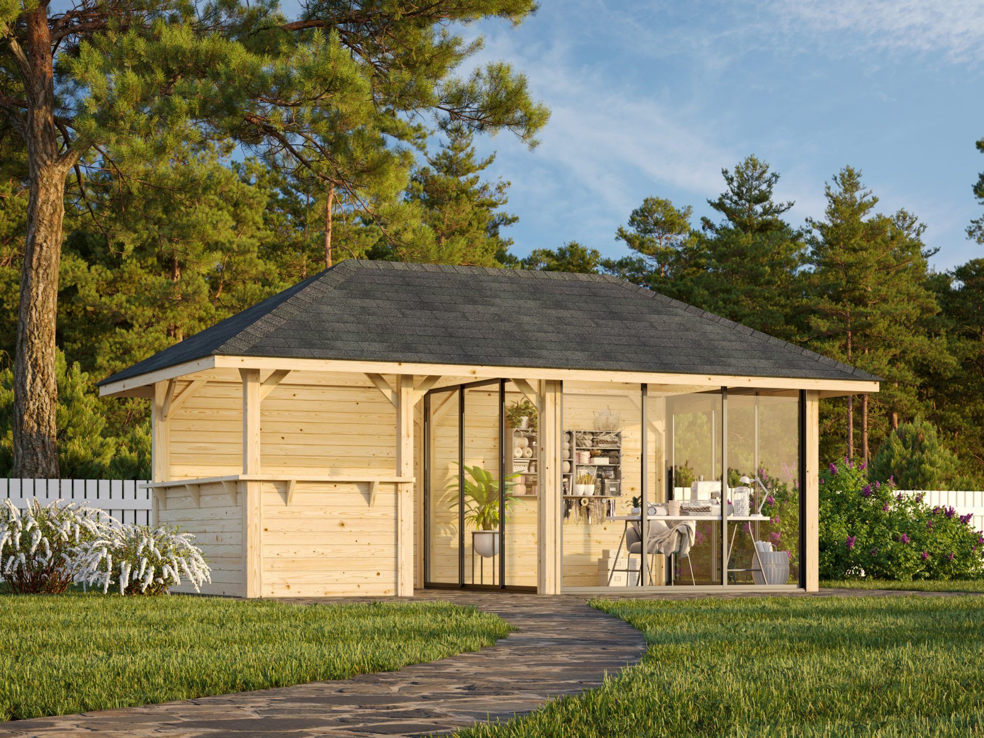 Palmako Pavillon Bianca 16,6 m2 Set 208 Slide