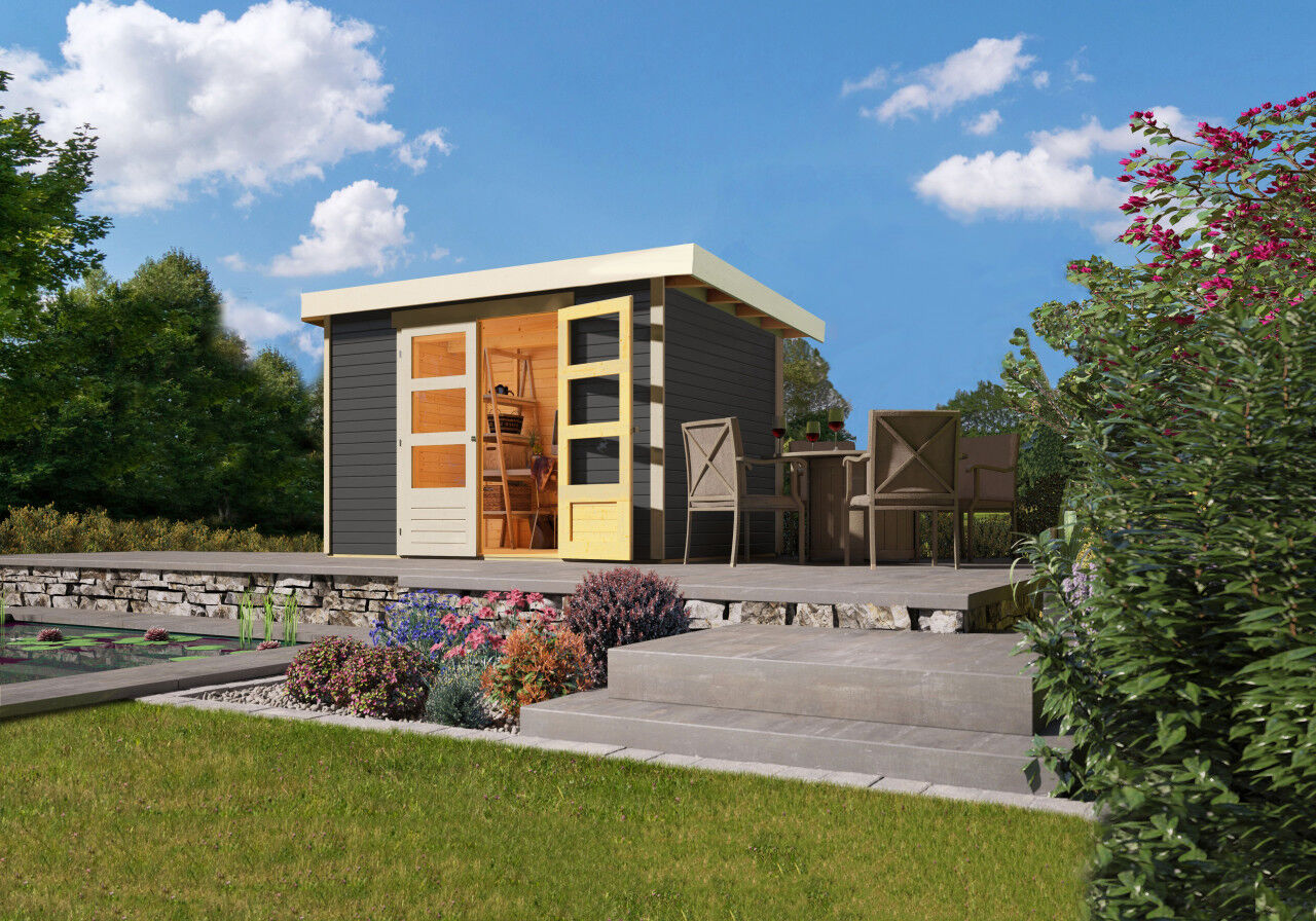 Flachdach Gartenhaus Askola 4 terragrau