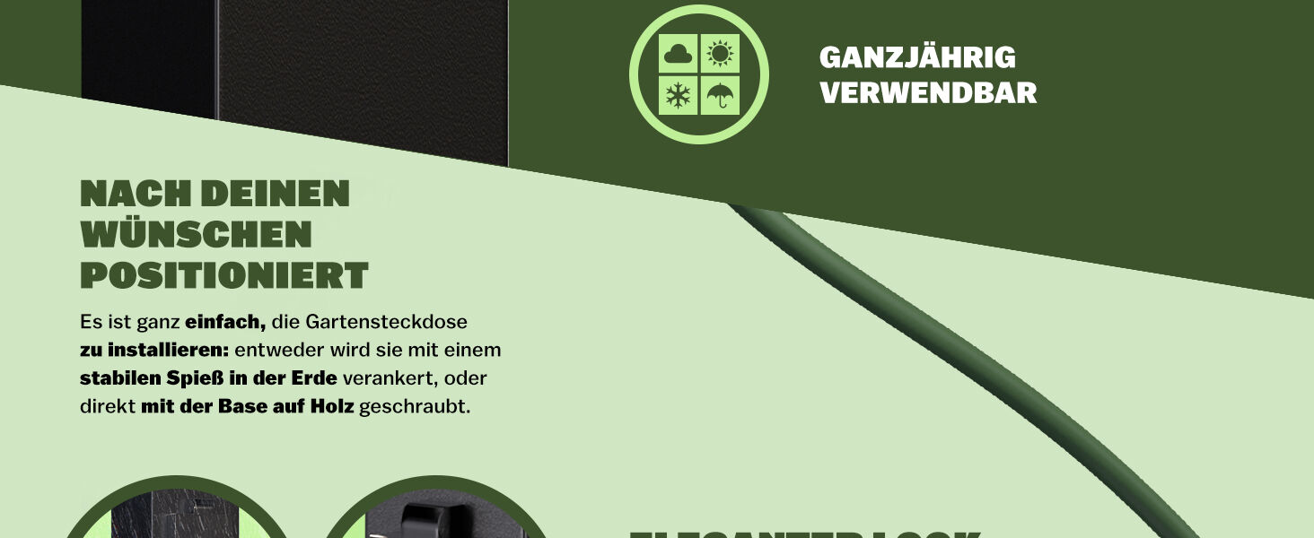 Gartensteckdose Schwarz 4er-Stecker 38x12,5x12,5cm