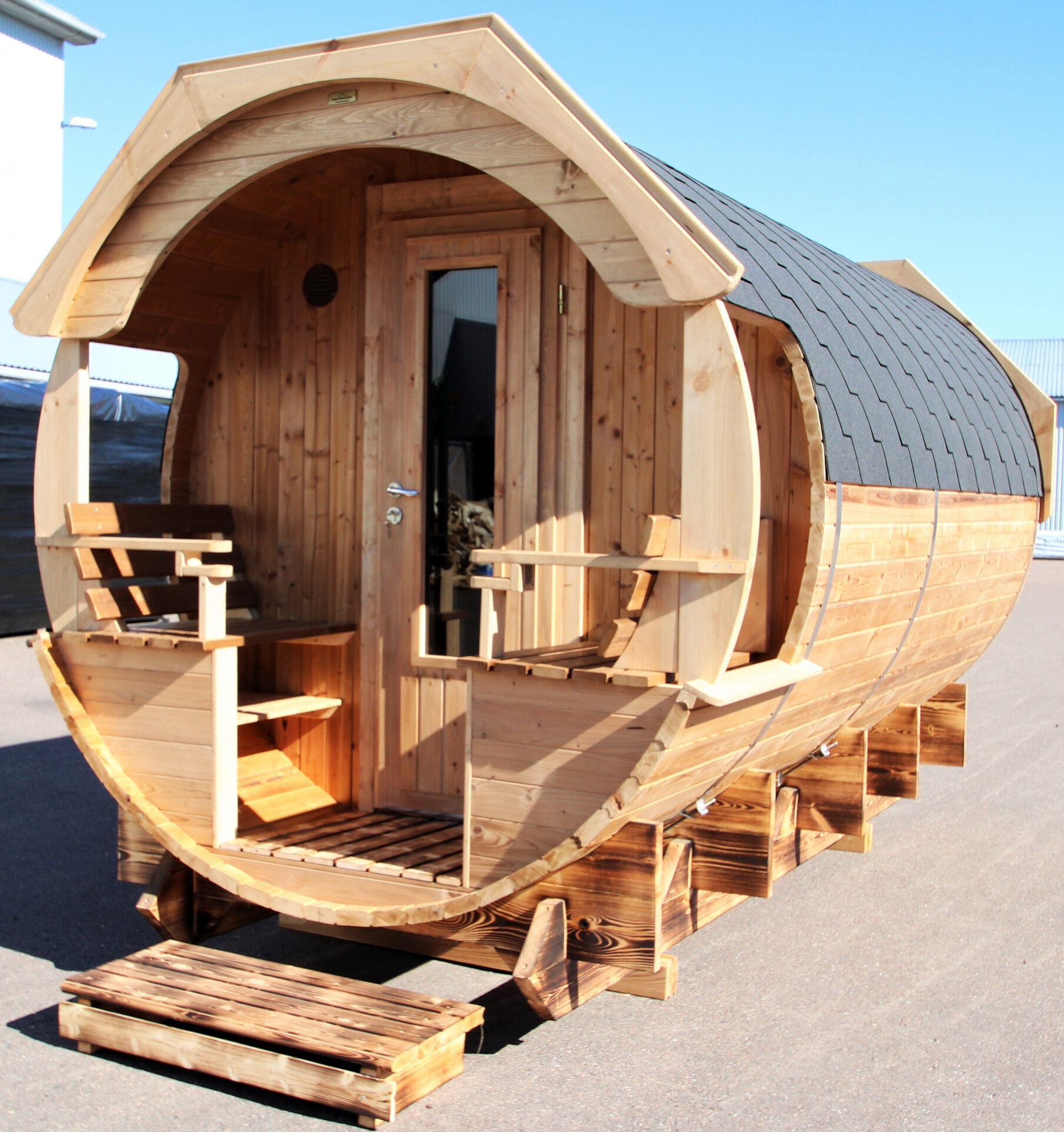 Camping Fass Arctic Premium Julia 240x420 Thermoholz montiert, Schwarz