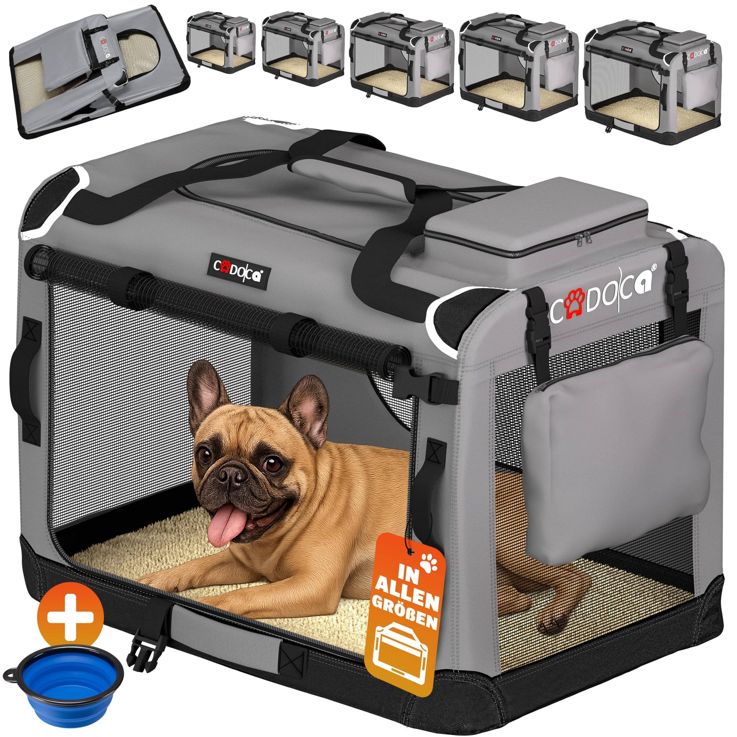 664216 Hundebox faltbar M 60x42x44cm Grau