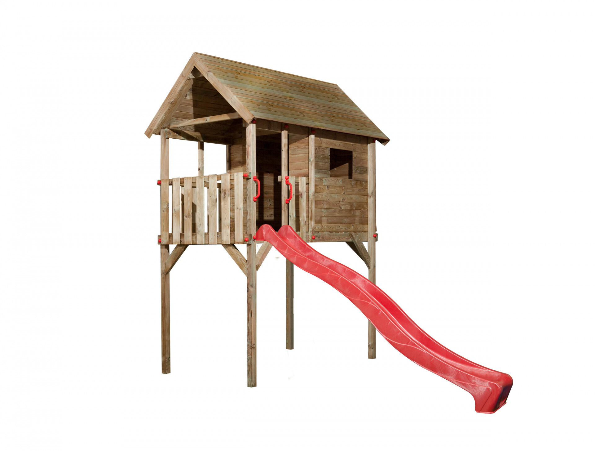 Tabaluga Kinderstelzenhaus 815, mit Wellenwasserrutsche rot 290 cm