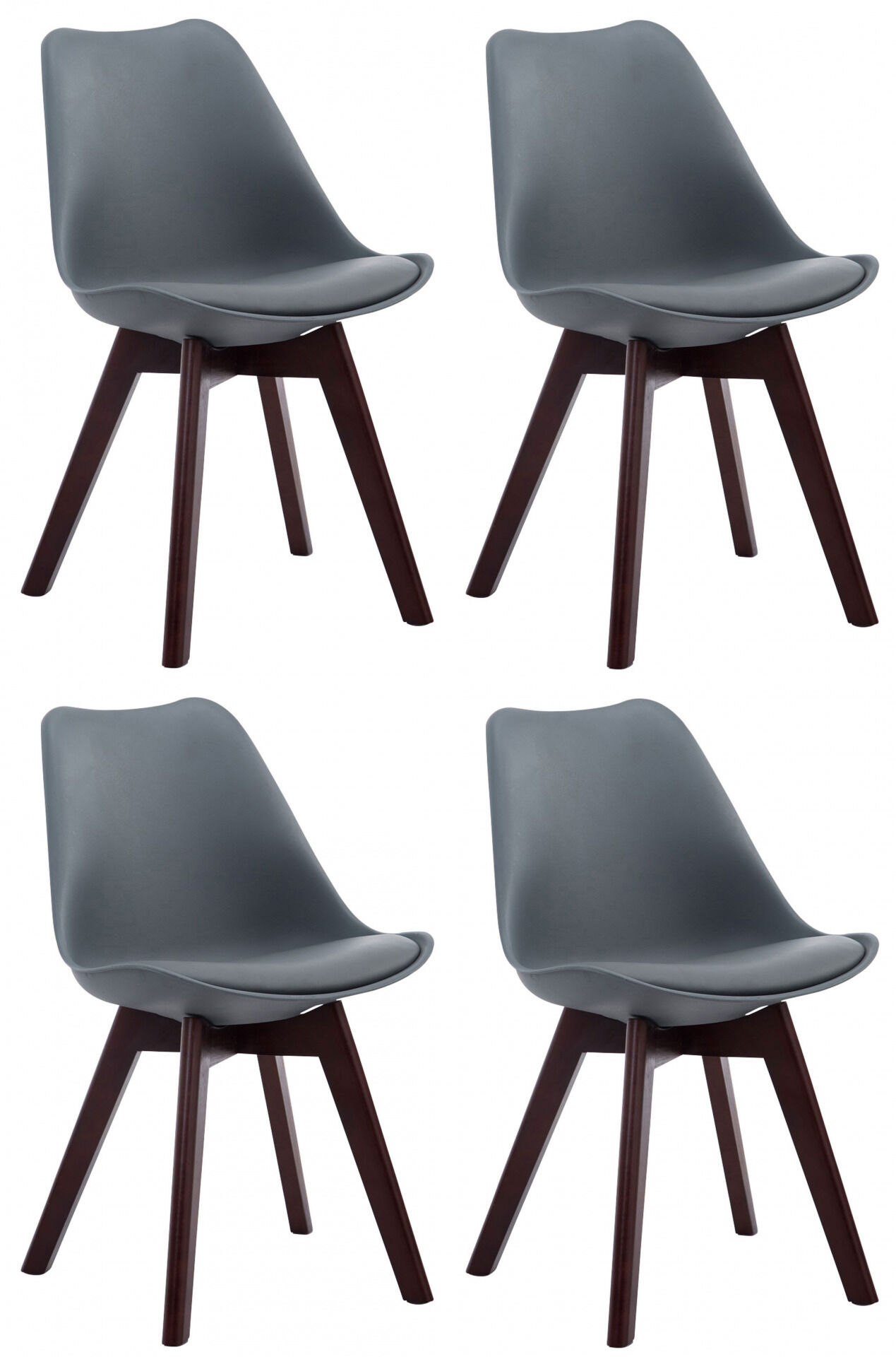 4er Set Besucherstühle Borneo V2 Walnuss Kunstleder, grau