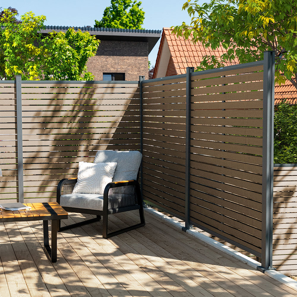 WPC Sichtschutzzaun ALIRA Teak - 2 x Element + 3 x Pfosten