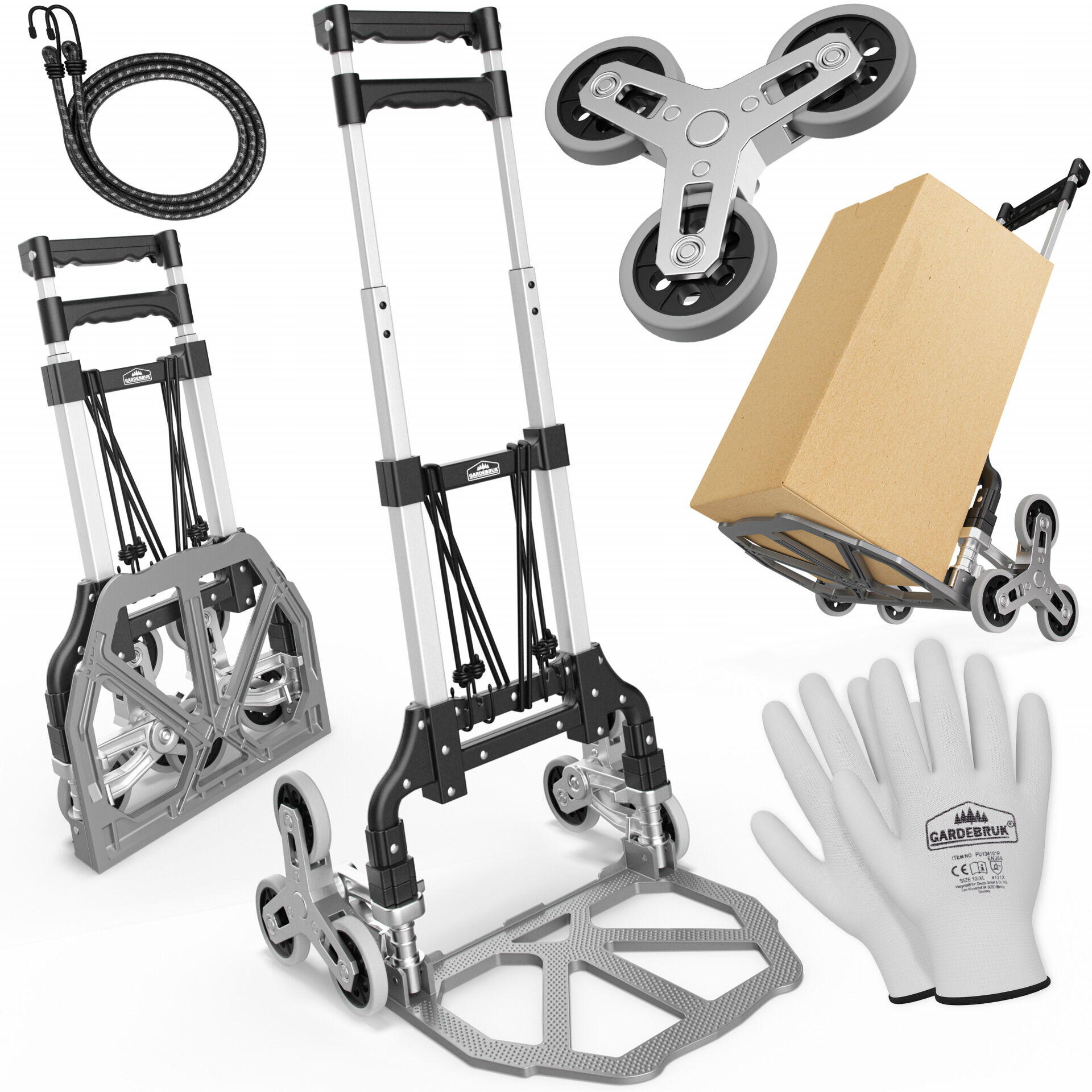 Treppenkarre Silber/Schwarz 80kg höhenverstellbar