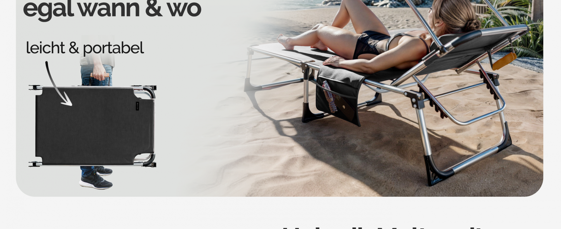 Gartenliege Malta Anthrazit 210x61x35cm Alu Sonnendach