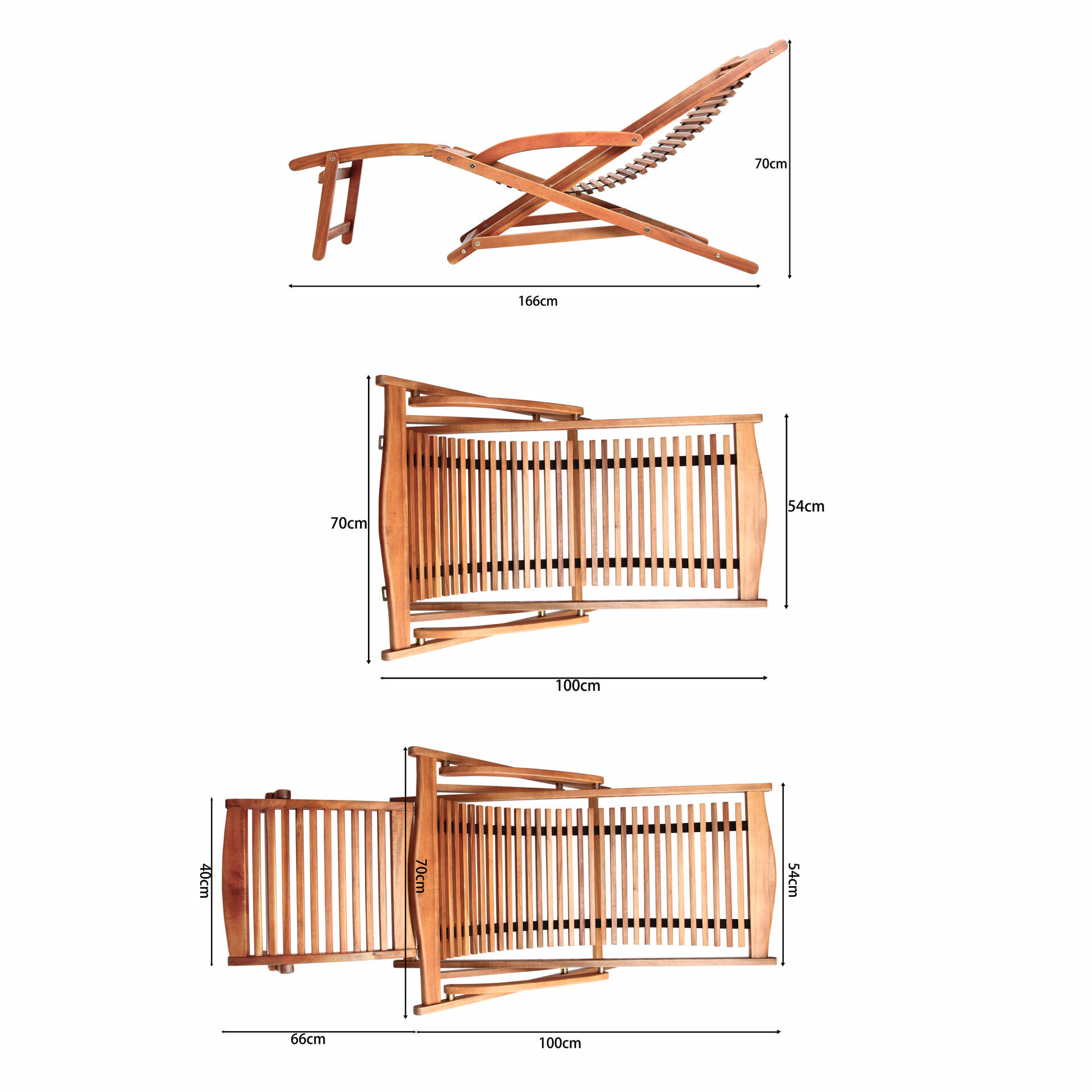 Gartenliege Akazienholz inkl Kopfkissen 166x70x70cm