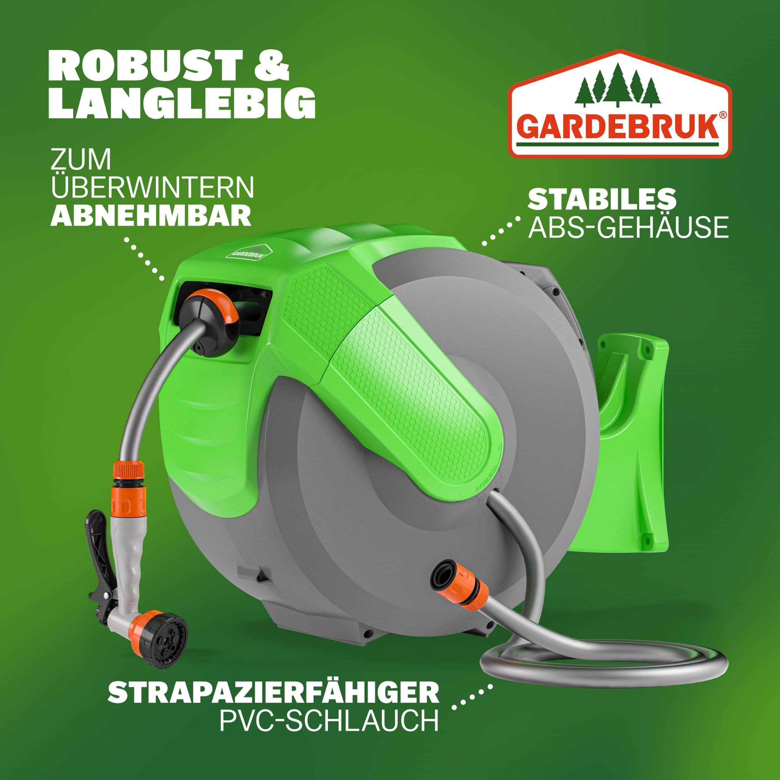 Wasserschlauchaufroller inkl Schlauchspritze 20m + 2m Zuleitung