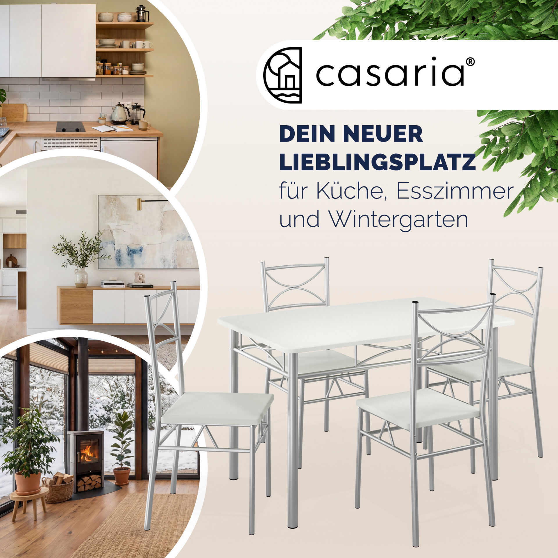 Sitzgruppe Paul 5-tlg Samtweiß