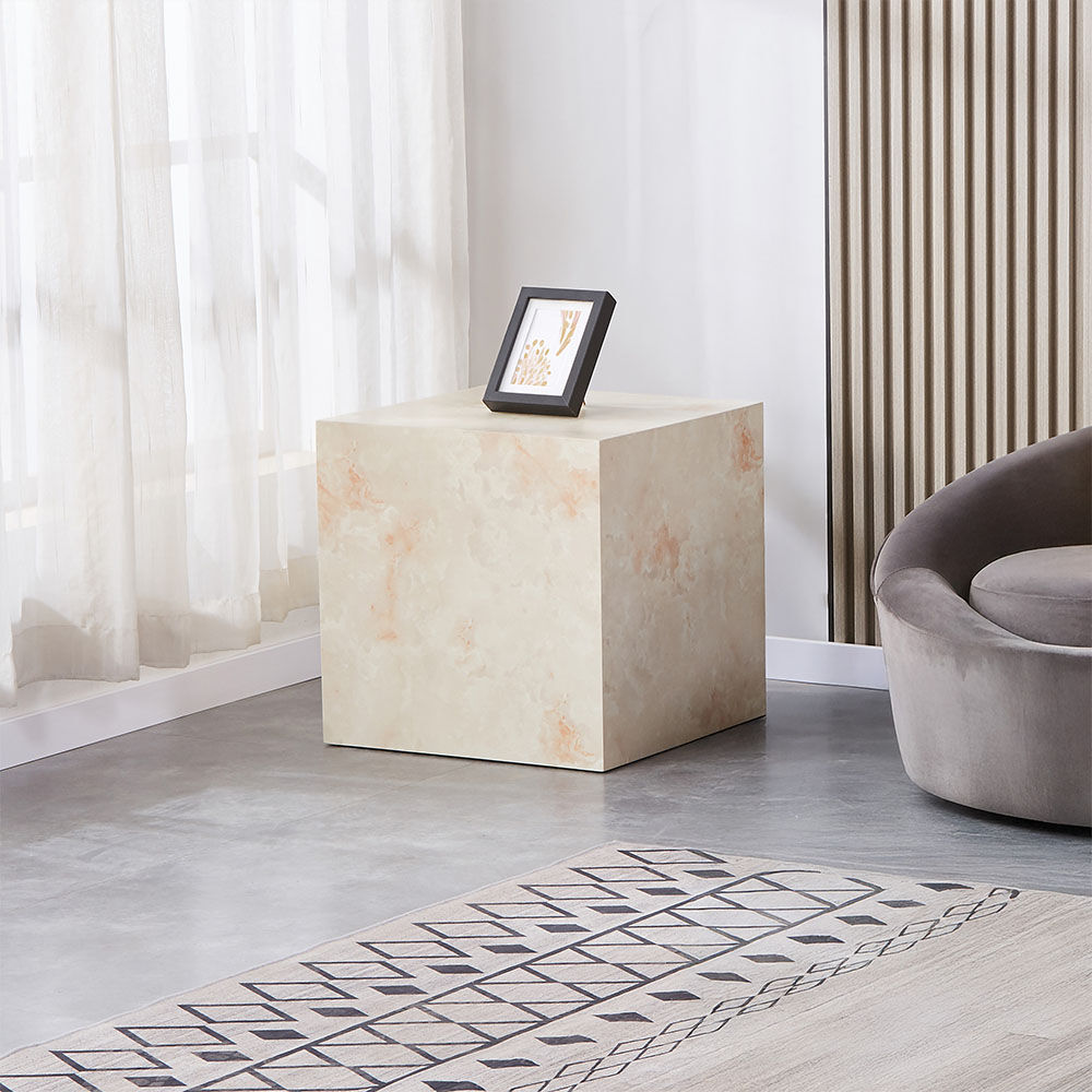 Couchtisch Marmor AMIRI M - 50 x 50 cm Sandstein