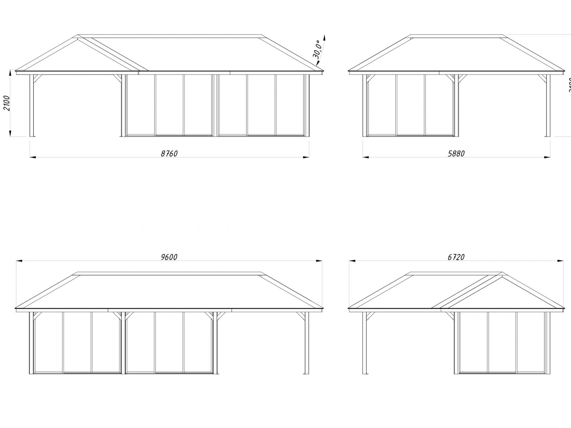 Palmako Pavillon Bianca 33,2 m² Set 521 Slide Plus