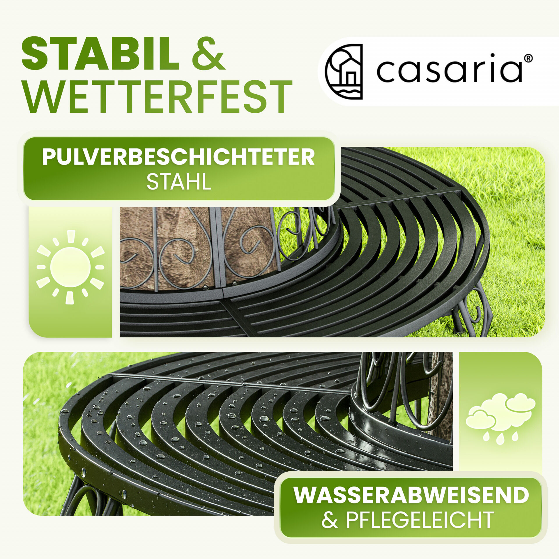 Baumbank Bree Schwarz Metall Ø160cm