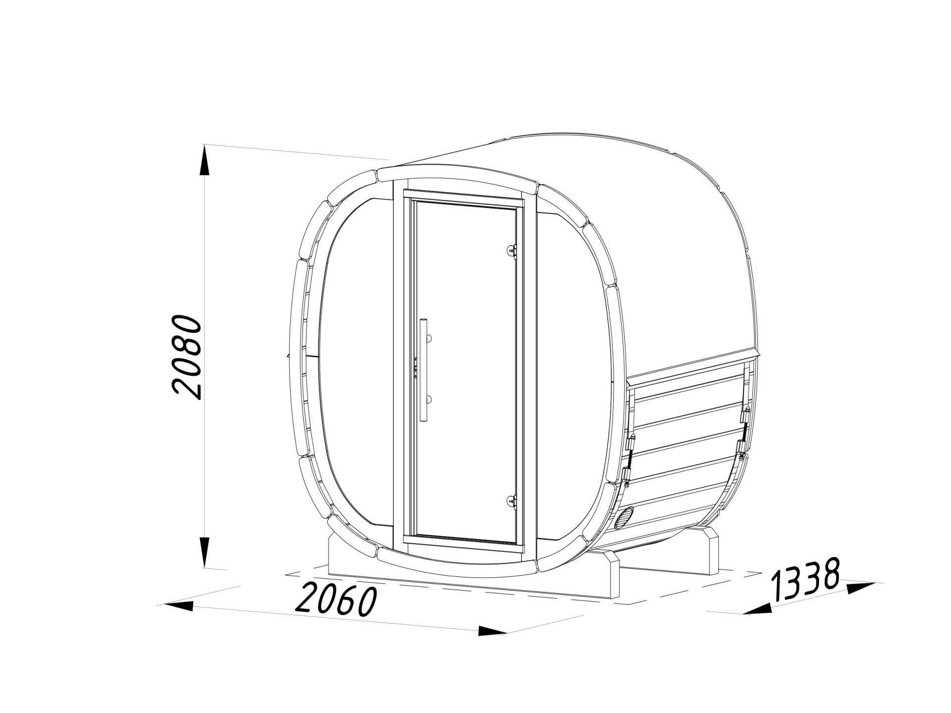 Palmako Fasssauna Astra 1,1 Thermoholz mit Glasfront