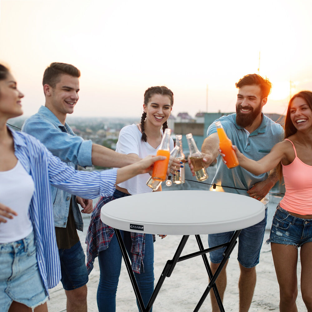 Stehtisch klappbar Kunststoff Ø72cm Weiß