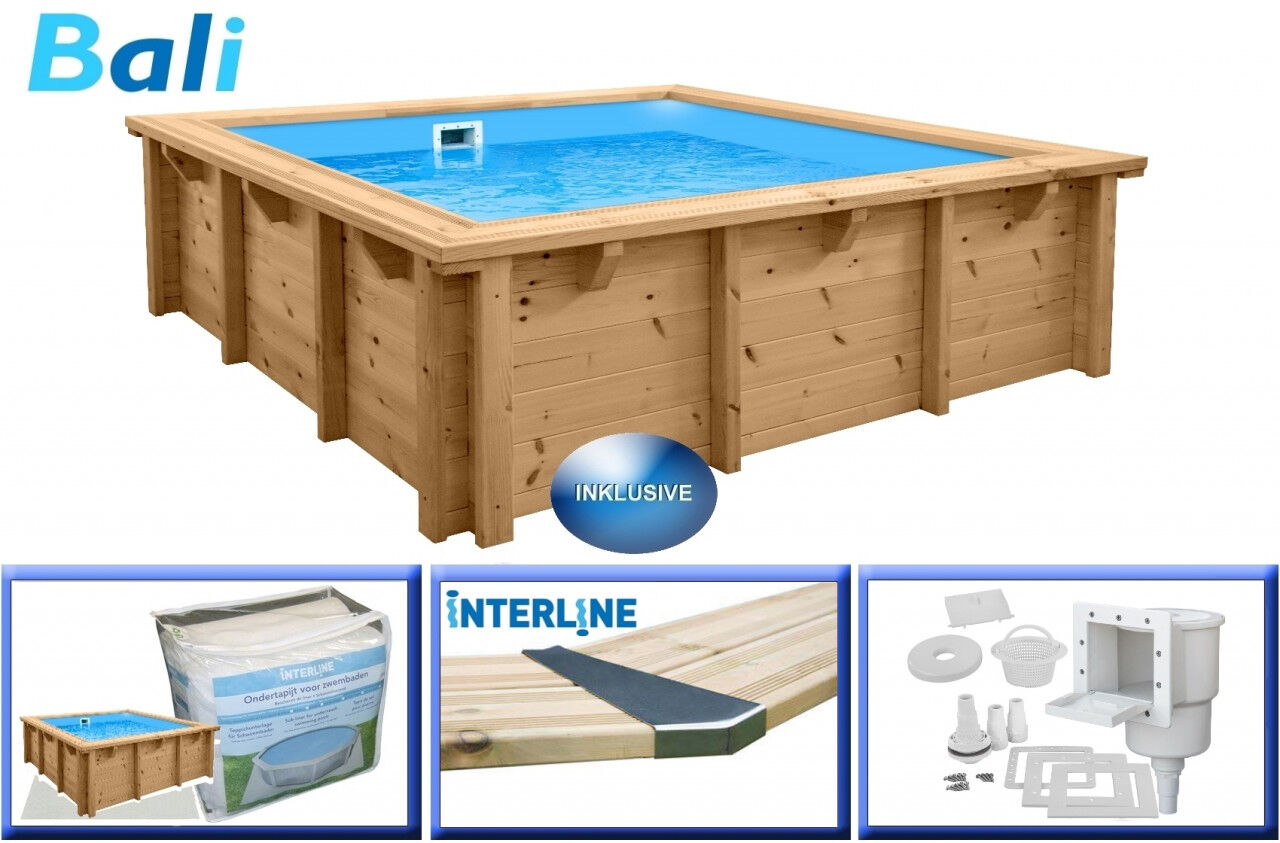Interline Holzpool Bali 210x210x78 cm, Basic Set