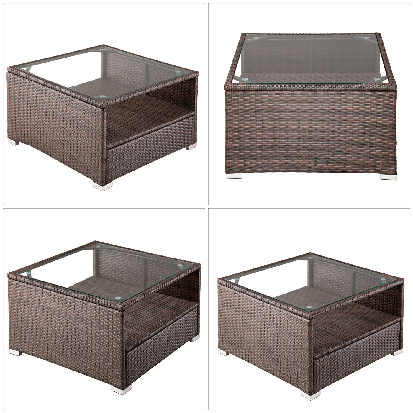 Polyrattan Ecklounge Braun/Creme dicke Rückenpolster