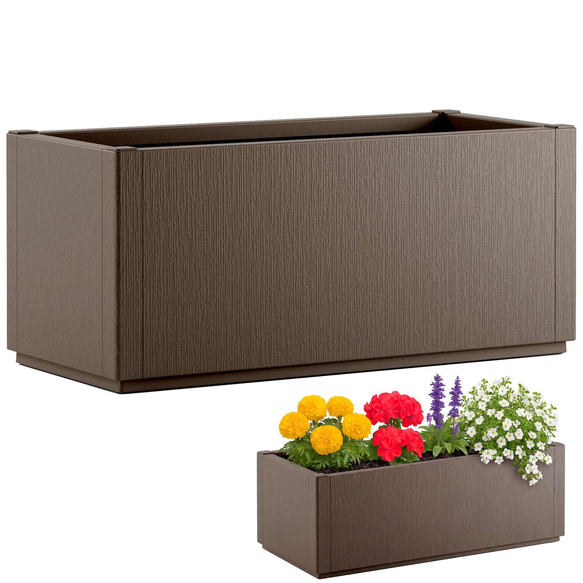 Blumentopf Ethica Braun Kunststoff 80x36x36cm