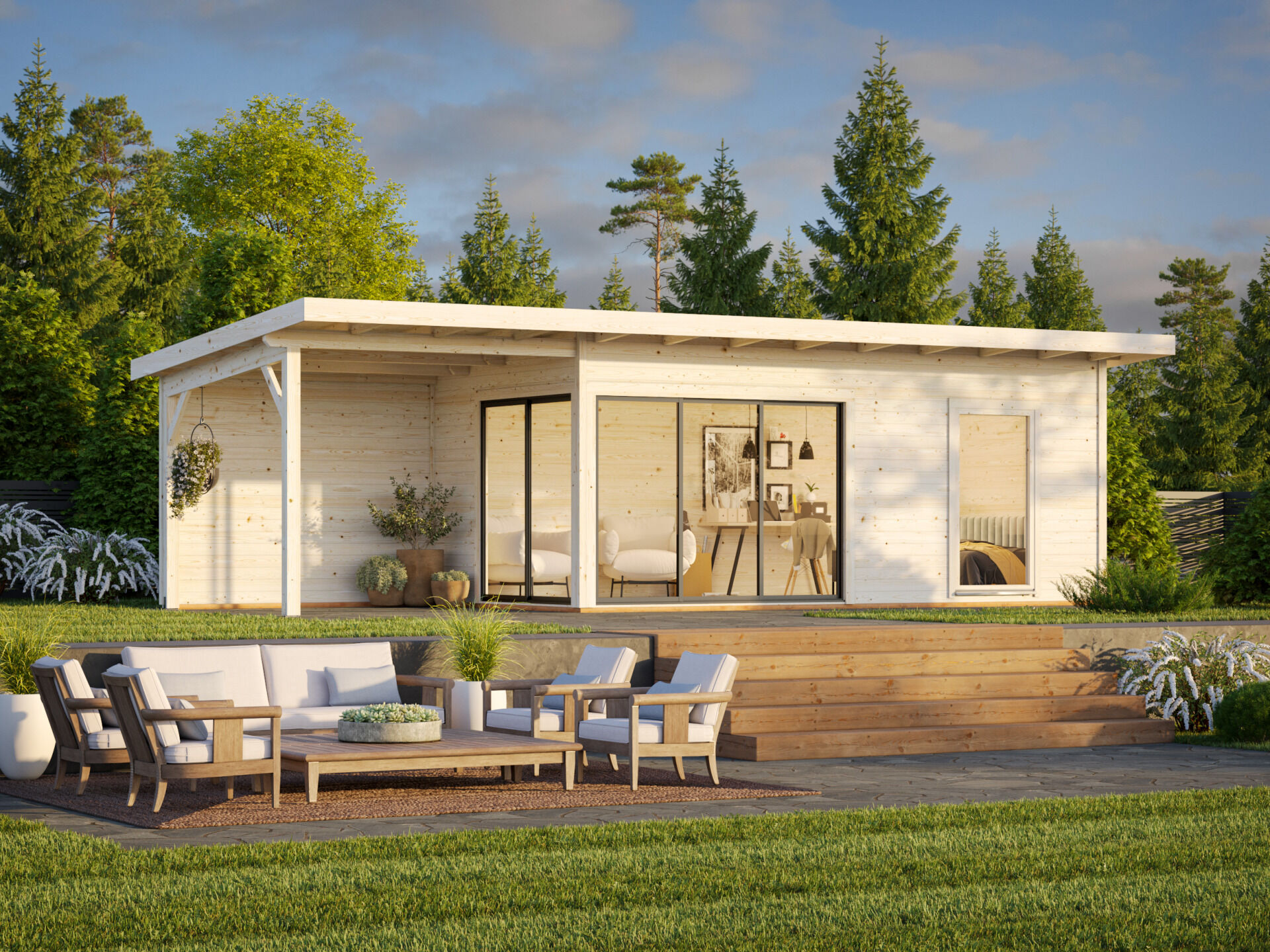 Palmako Pultdach Gartenhaus Andrea 17,1+7,9 m² Slide
