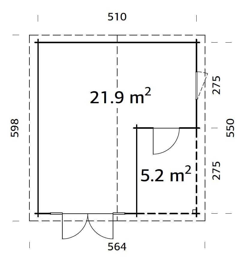 Grundriss Palmako Gartenhaus Irene 21-9 + 5-2