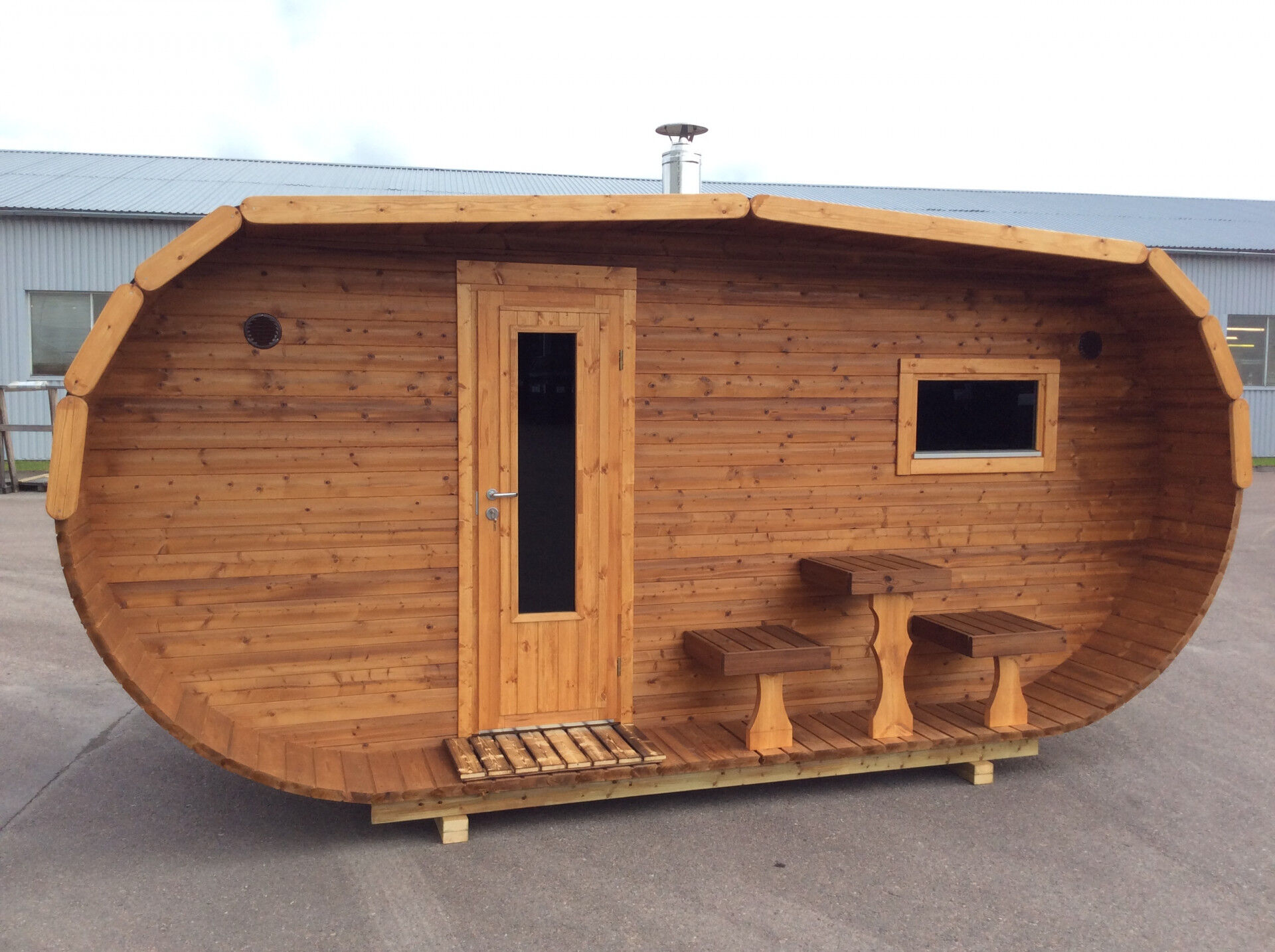 Arctic Saunafass Oval 5 240x500cm Thermoholz, Rot
