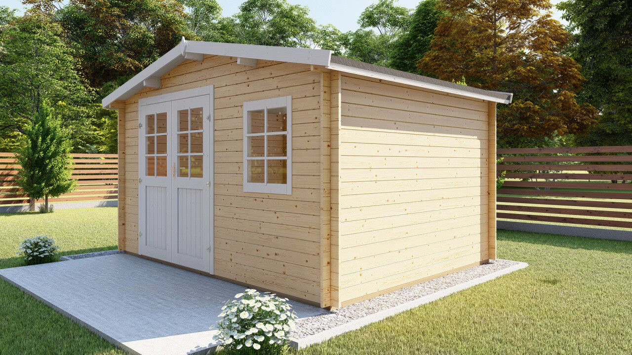 Gartenhaus Schweden 19 – 28 mm Blockbohlen mit Doppeltür