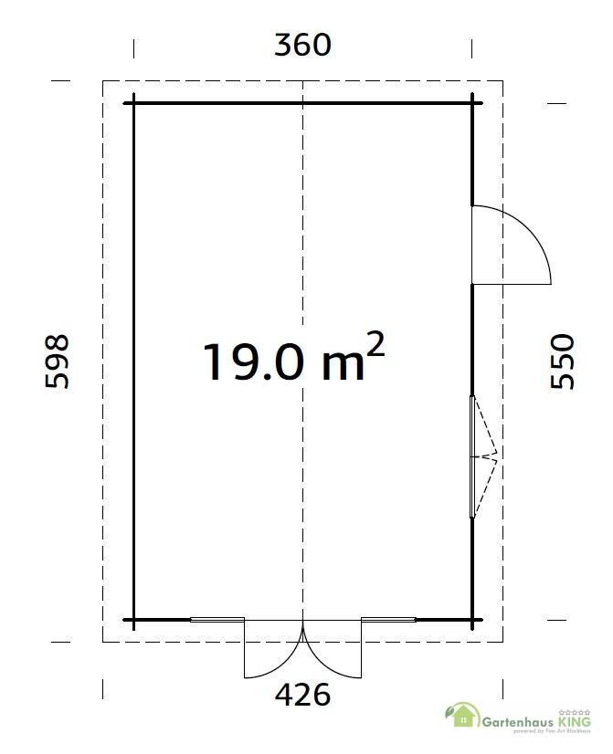Palmako Gartenhaus Irene 19,0 m² Grundriss