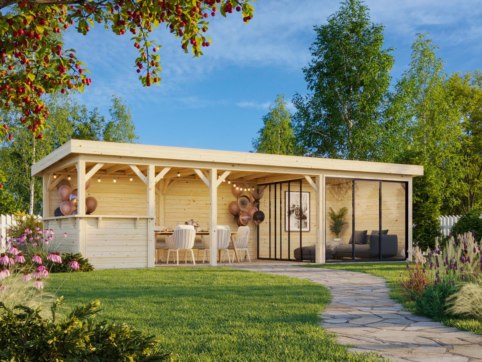 modernes Gartenhaus Holz Lenna 24,9 Palmako