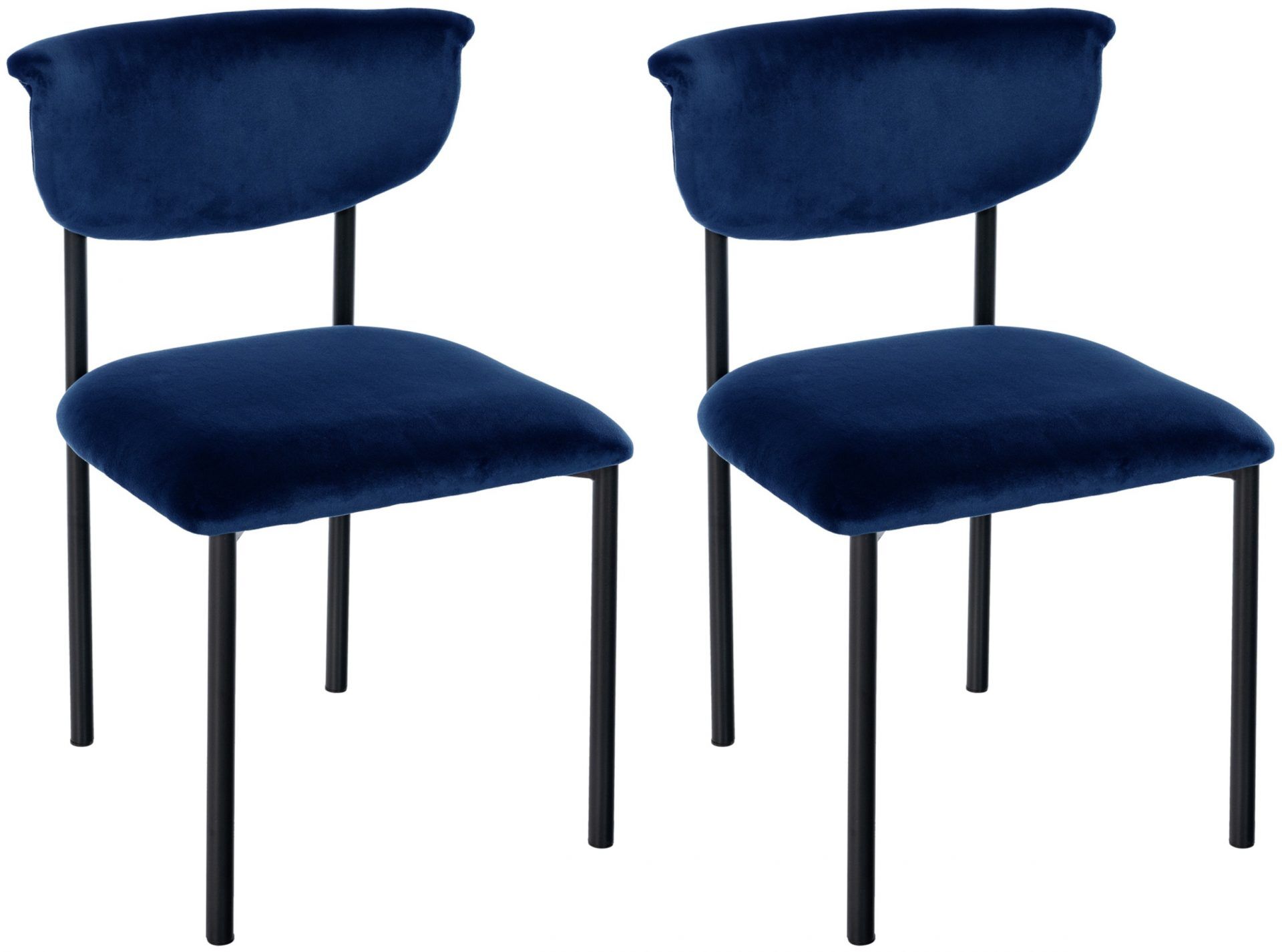 2er Set Besucherstuhl Gambell Samt, dunkelblau