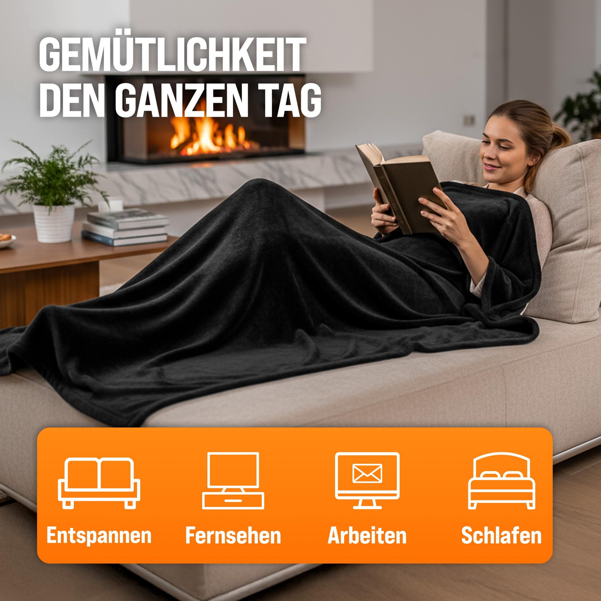 Heizdecke Coral Fleece Anthrazit 180x130ccm