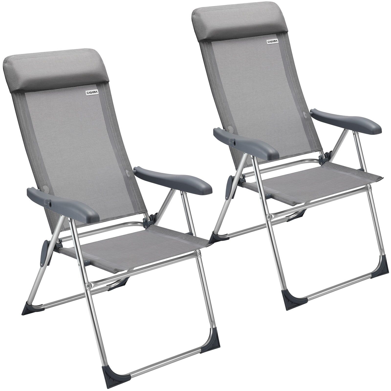 Gartenstuhl 2er-Set Grau Alu klappbar