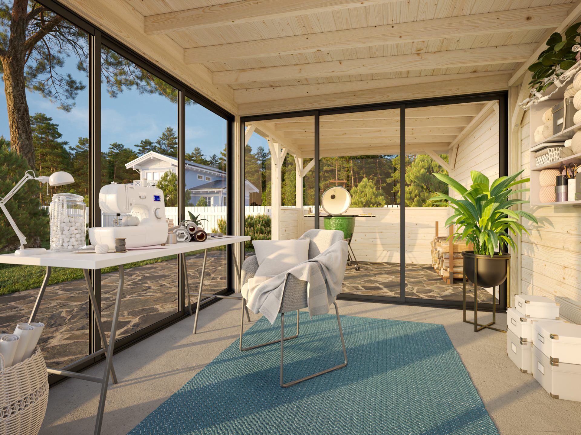 Palmako modernes Gartenhaus Lenna 16,6 m2 Set 408 Slide