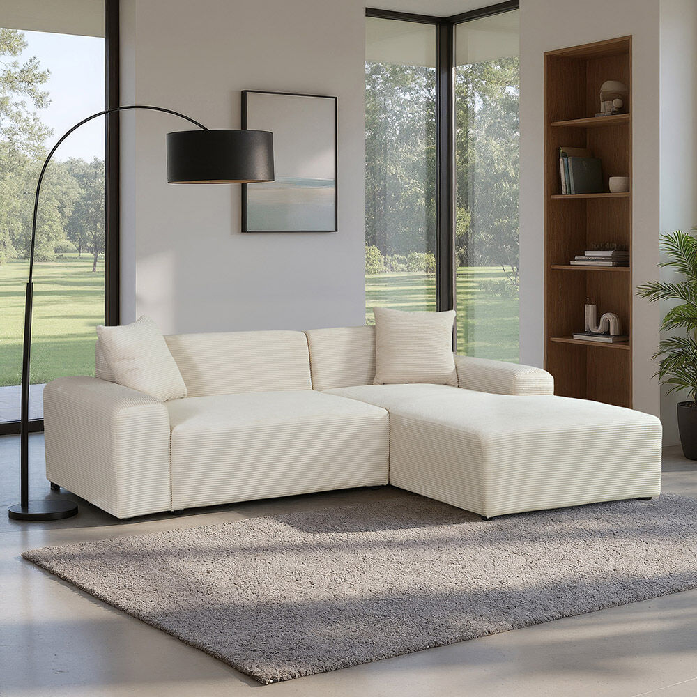Ecksofa AMELIO Cord Beige Rechts - 240 x 178 cm