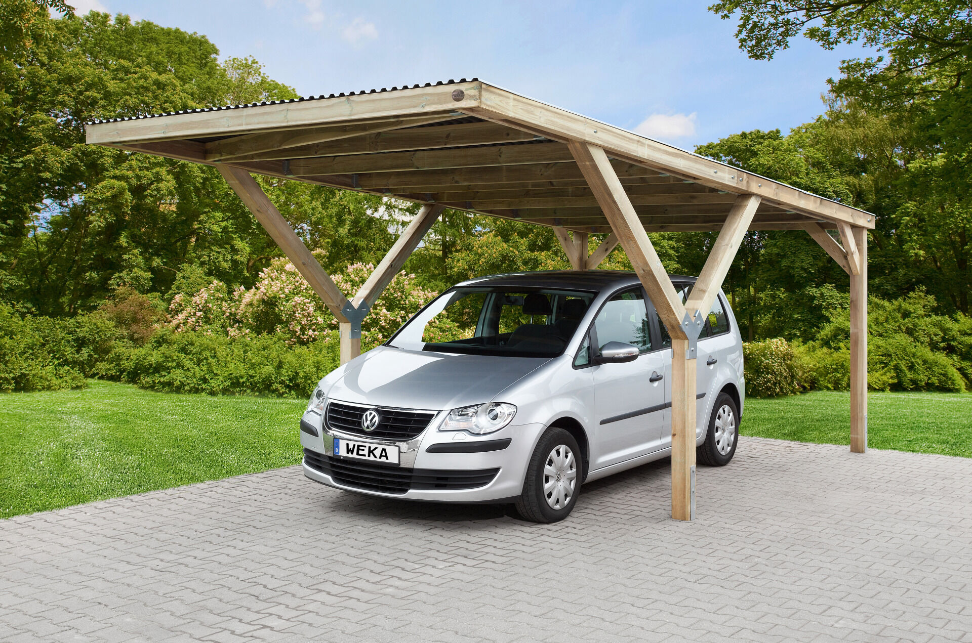 weka Y-Einzelcarport, mit Trapezblech-Dach