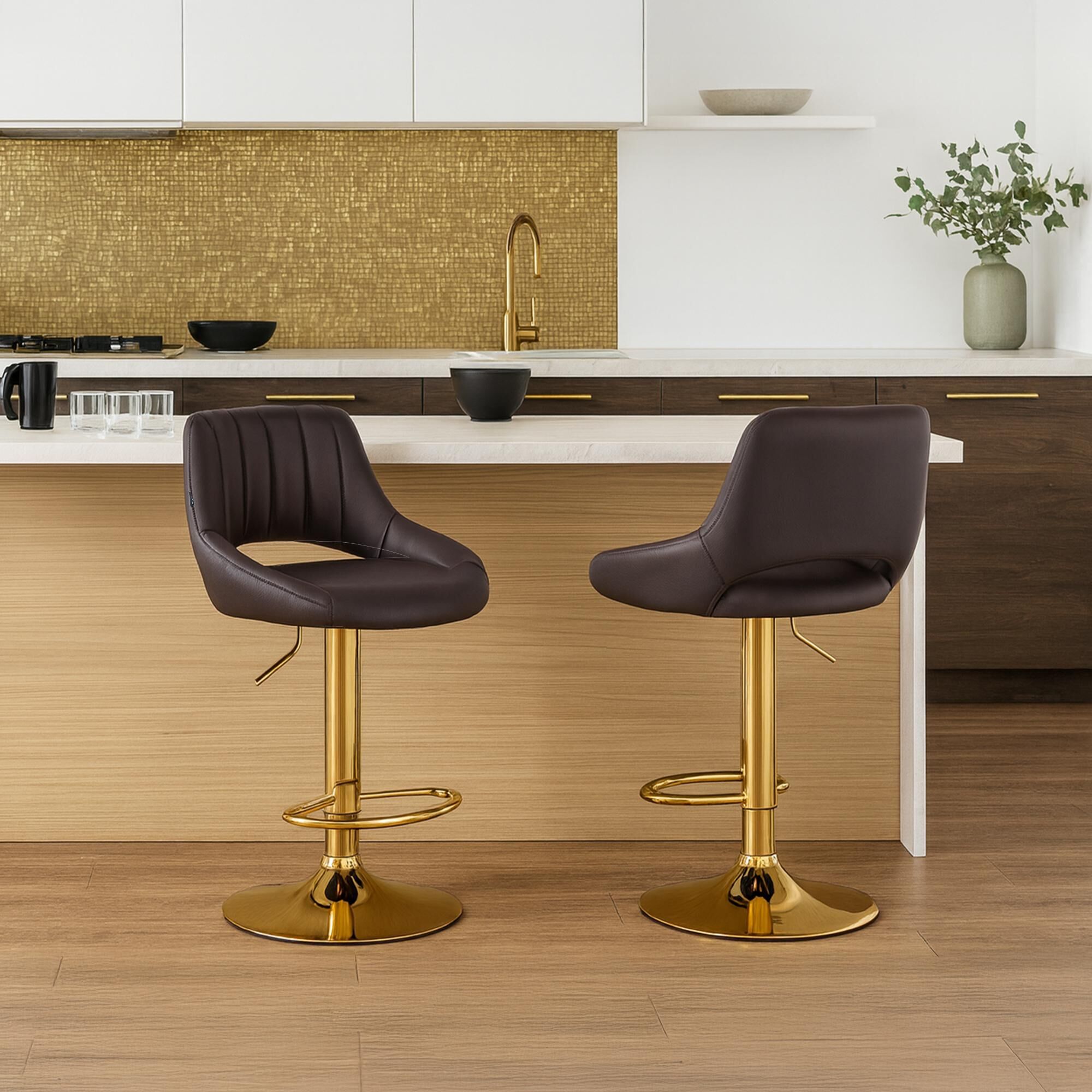 Barhocker Milet Kunstleder gold, braun