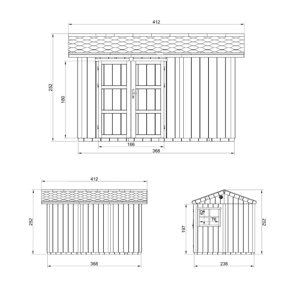 Gartenhaus Polly 1 mit LP® SmartSide® M914A – 236 x 368 cm – 9 m2