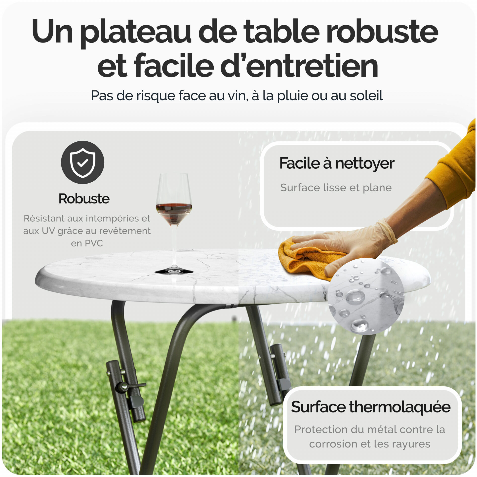 Stehtisch klappbar Ø60cm Marmoroptik Weiß 110cm Höhe