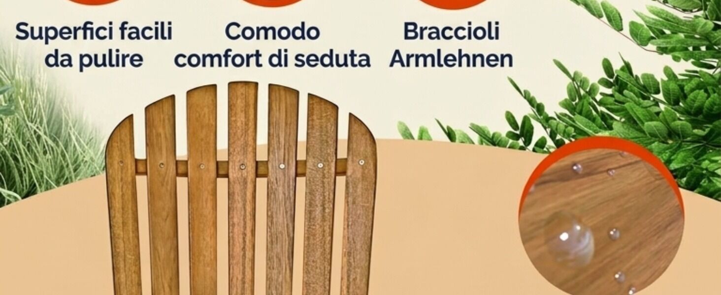 Sonnenstuhl Adirondack Akazienholz inkl Fußstütze