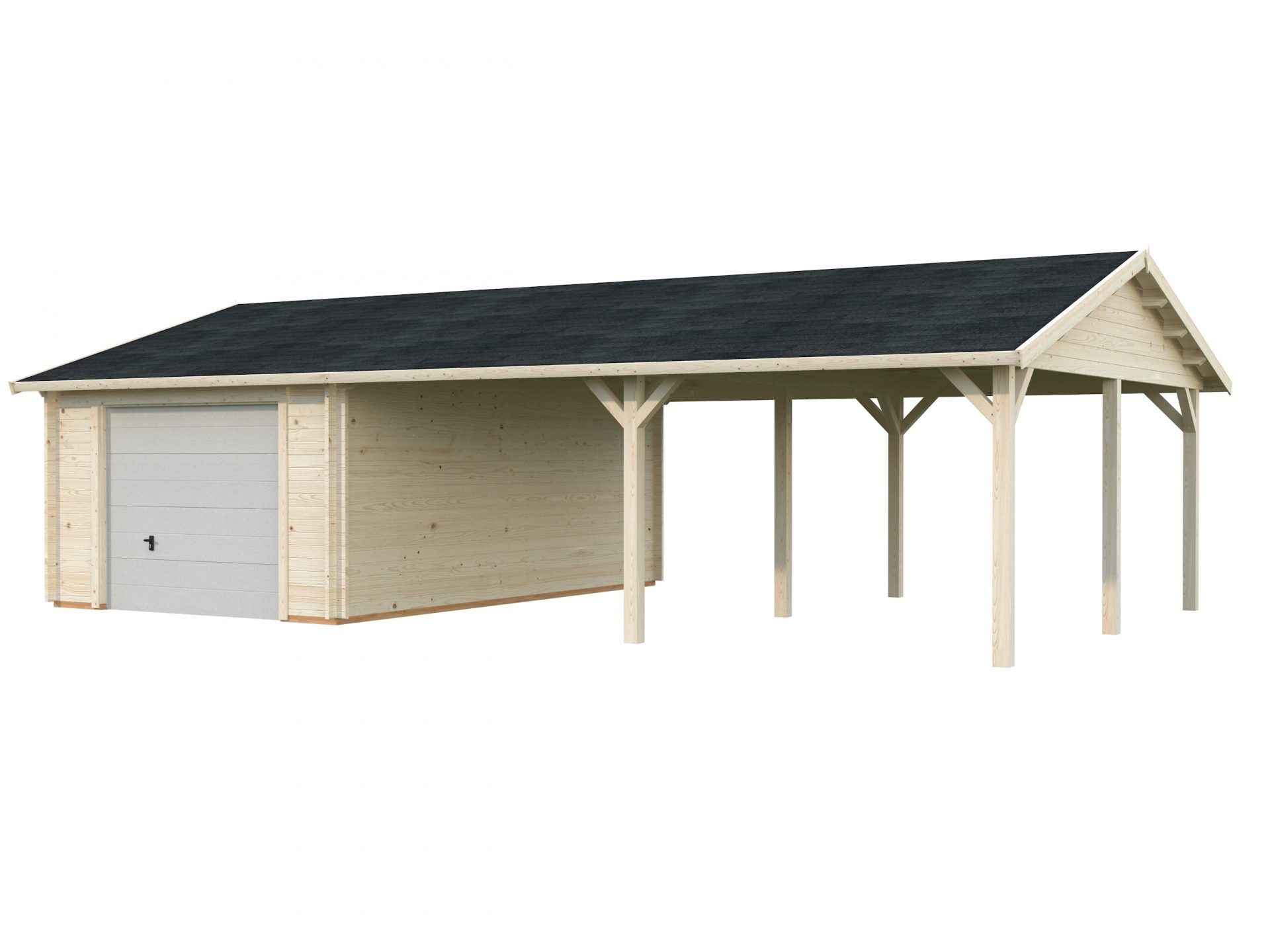 Palmako Holzgarage Roger 19,0+33,2 m2 mit Sektionaltor