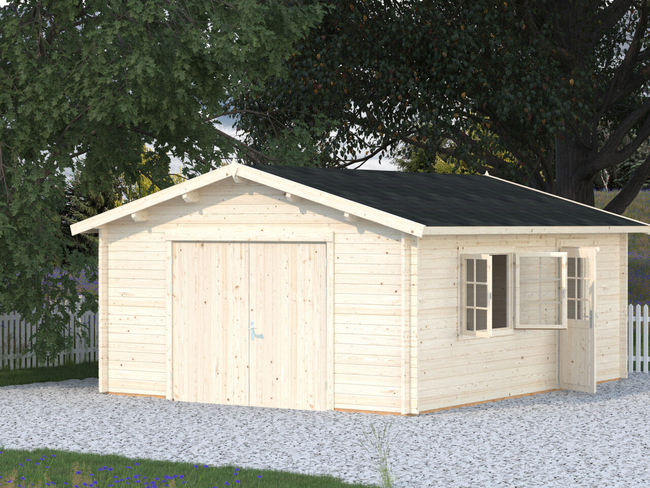 Palmako Holzgarage Roger 23,9 m² mit Holztor