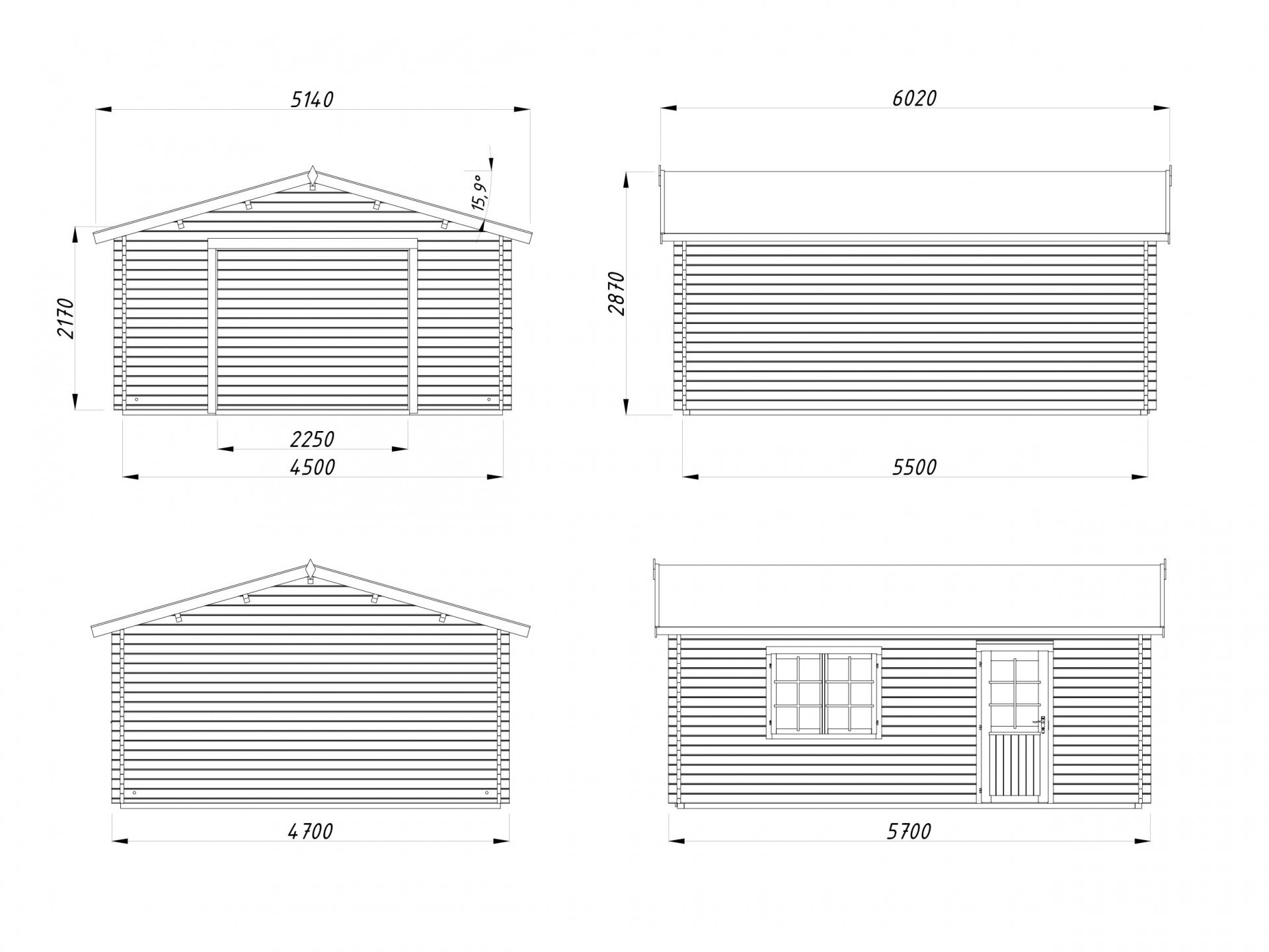 Palmako Holzgarage Roger 23,9 m²