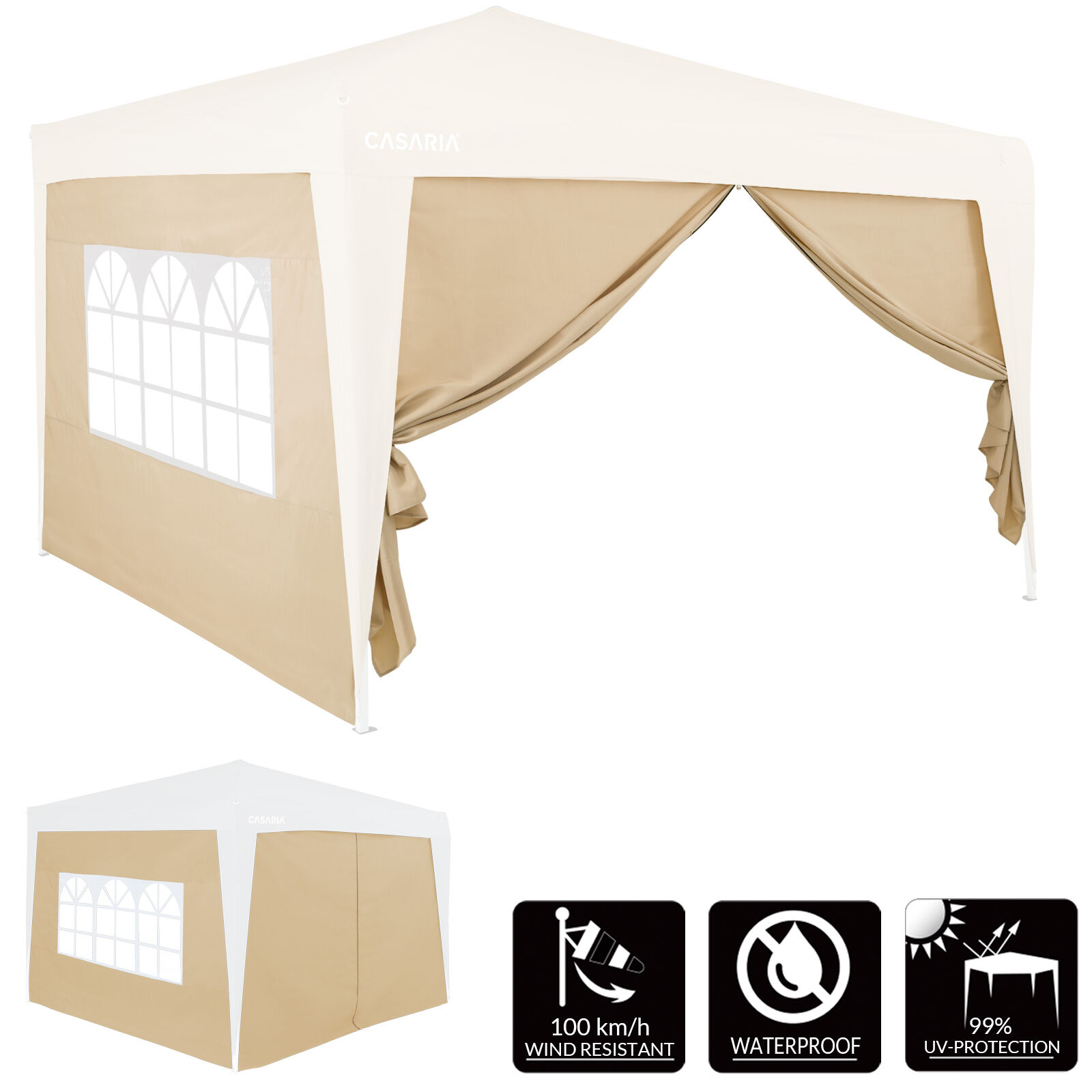 Seitenwände Faltpavillon 2er-Set Beige 3x2m