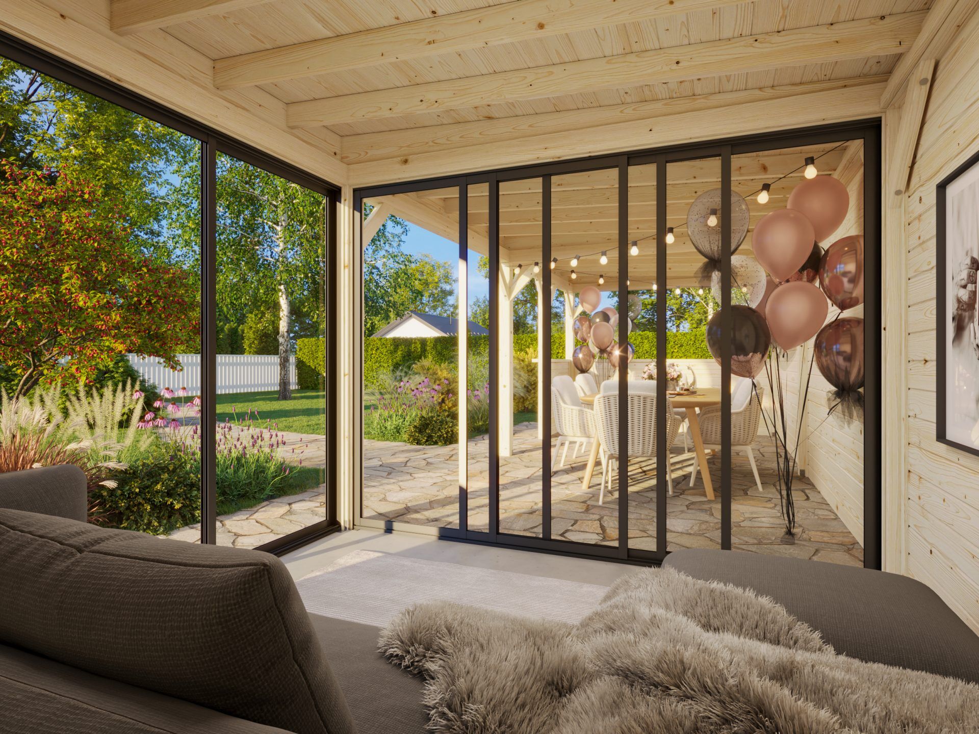 Palmako modernes Gartenhaus Lenna 24,9 m² Set 715 Slide Plus