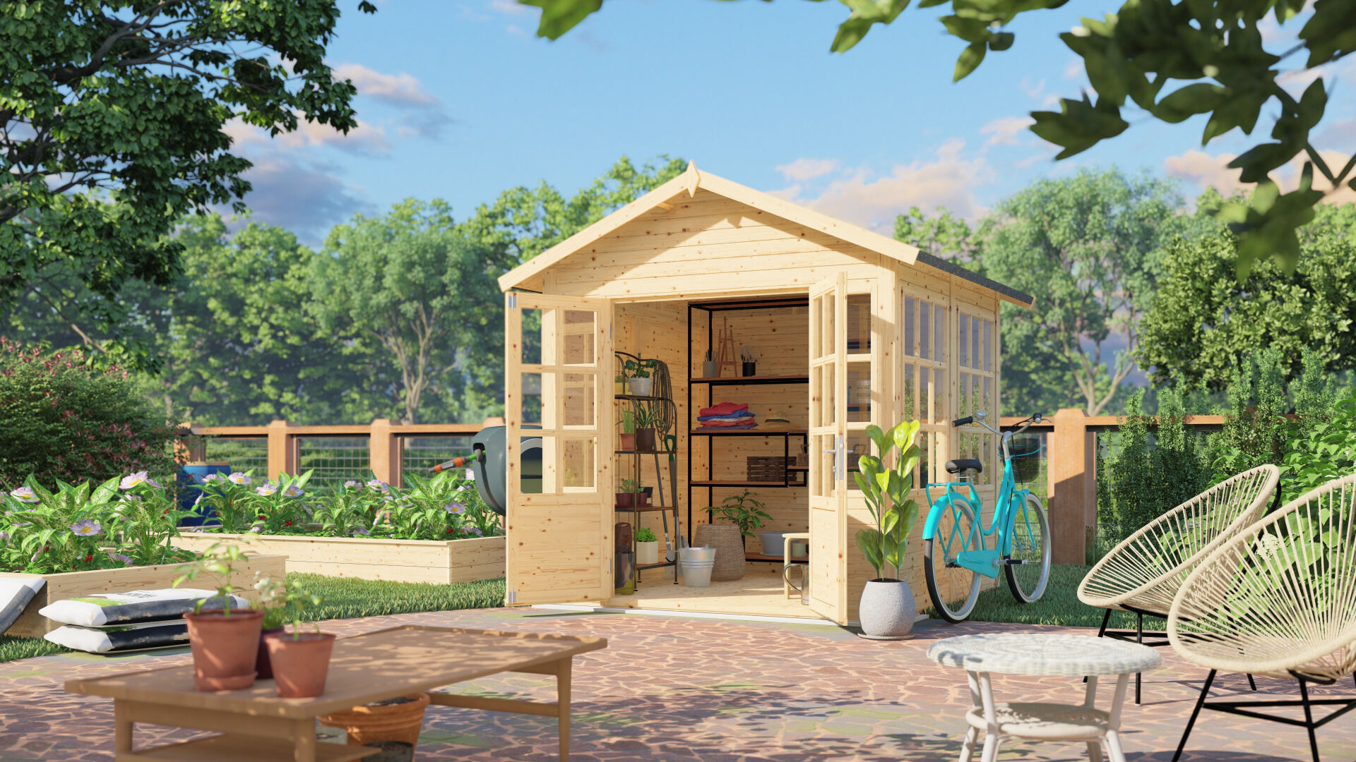 Gartenhaus TEAHOUSE naturbelassen 234 x 226 cm