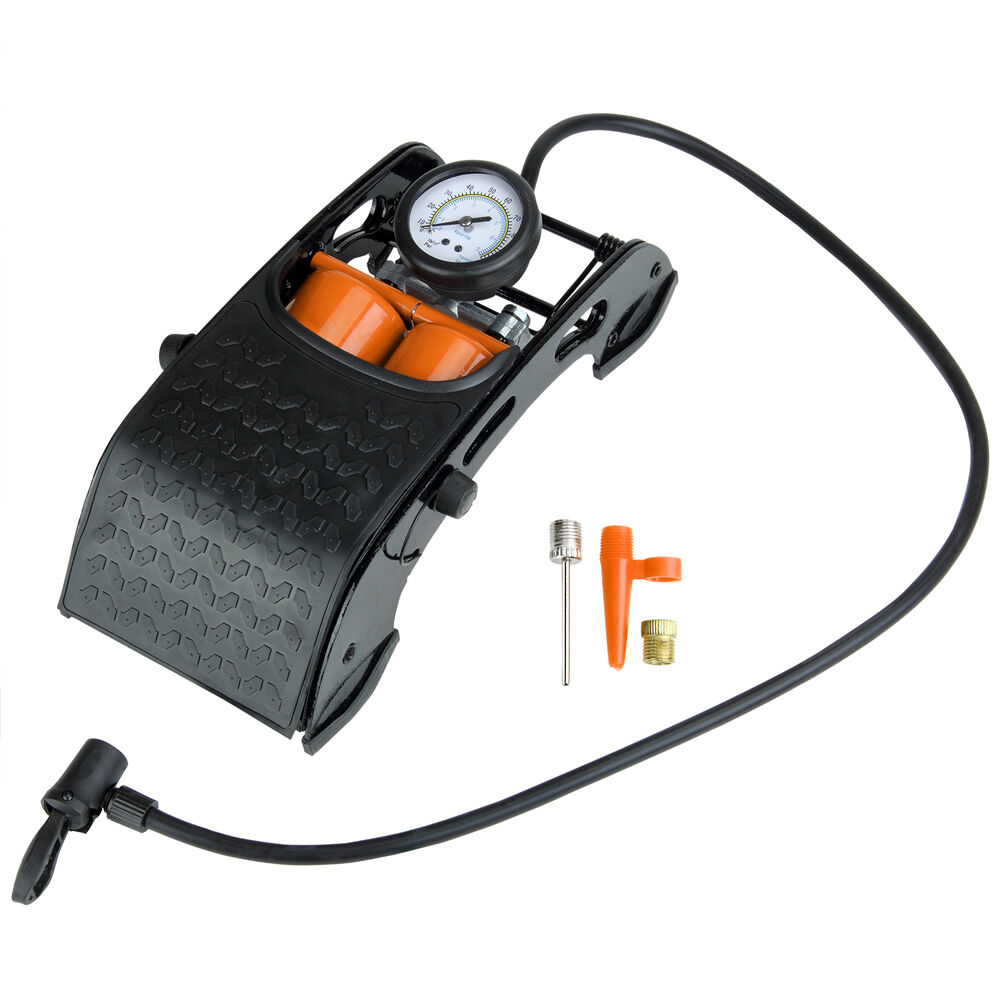 Doppel-Stahlzylinder Fußluftpumpe mit Manometer bis 7 bar