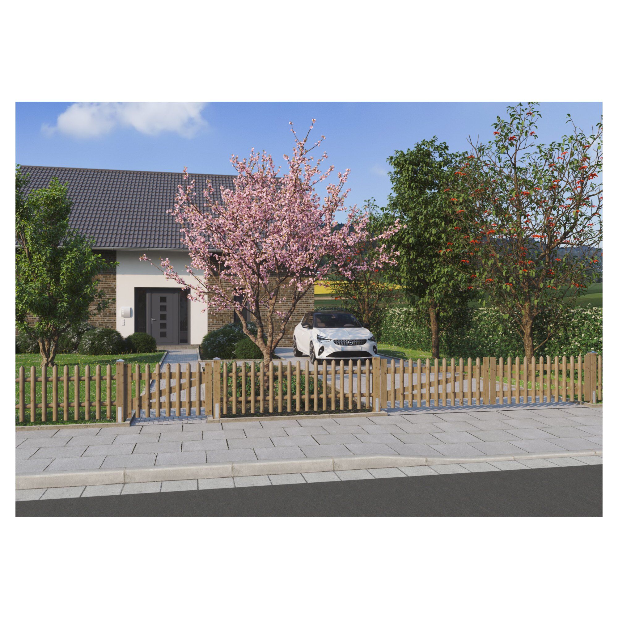 Senkrechtzaun 250 x 80 cm, Latten 55 mm, kdi braun
