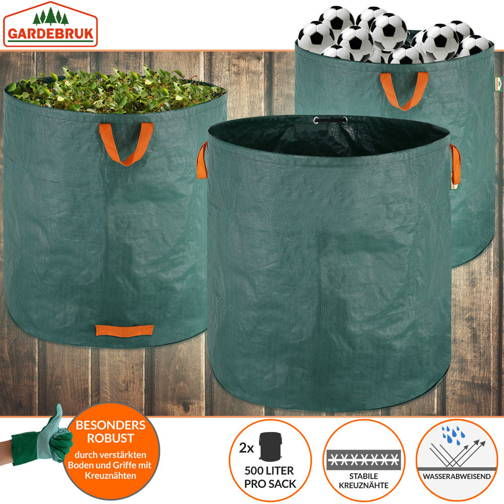 Gartenabfallsack 2er-Set Grün je 500 Liter