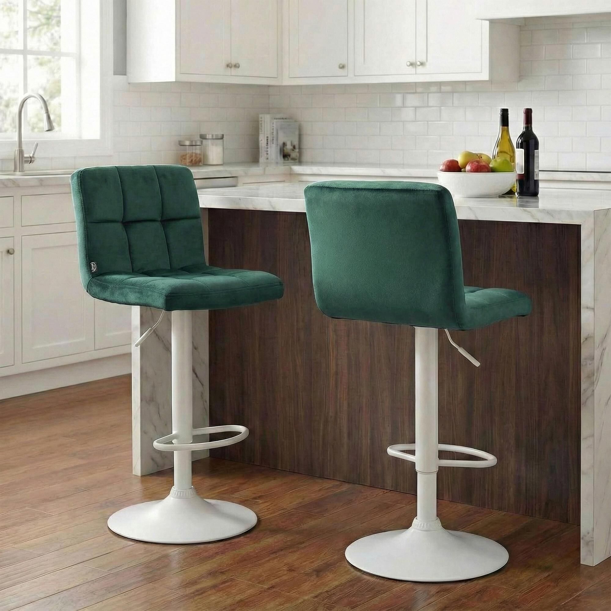 Barhocker Peru Samt weiß, grün